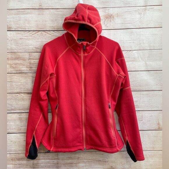 REI WIND PRO POLARTEC HOODED JACKET IN CORAL - Picture 1 of 6